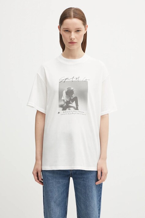 Anine Bing t-shirt bawełniany ashton damski kolor beżowy A.08.11305