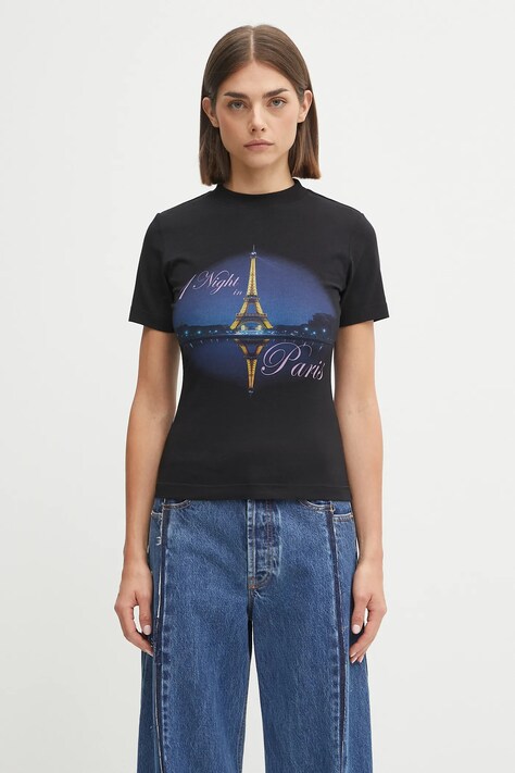 VETEMENTS t-shirt Night In Paris Fitted damski kolor czarny WH76TR430B
