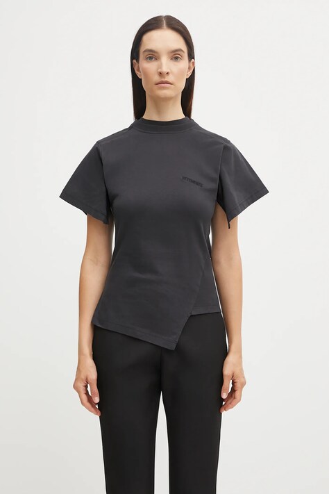 VETEMENTS tricou din bumbac Logo Shifted culoarea negru, WH76TR590B