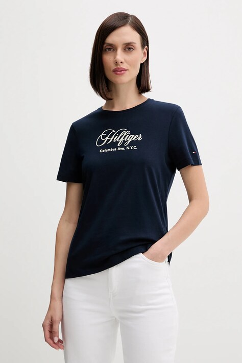 Tommy Hilfiger t-shirt bawełniany damski kolor granatowy WW0WW46120