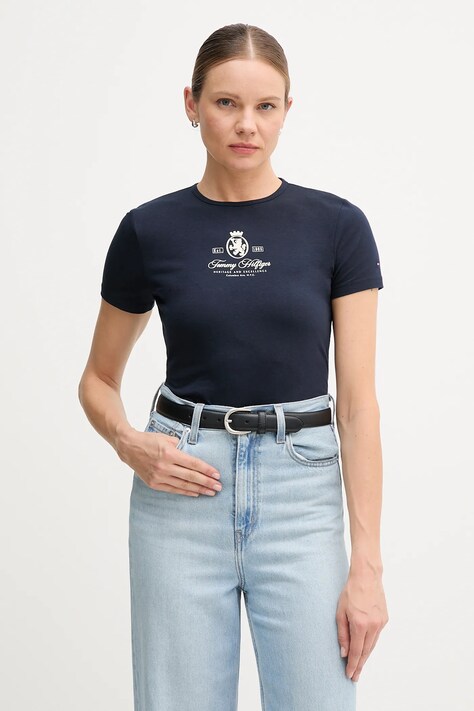Μπλουζάκι Tommy Hilfiger χρώμα: ναυτικό μπλε, WW0WW47316