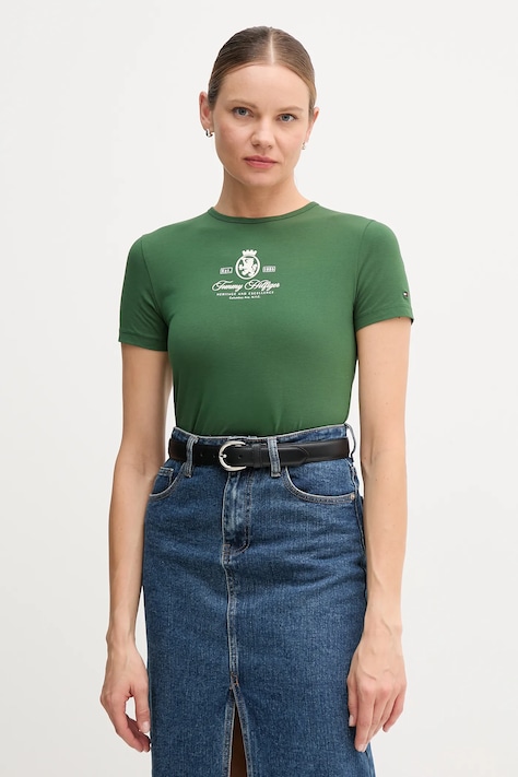 Tommy Hilfiger t-shirt donna colore verde WW0WW47316