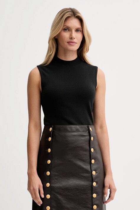 Calvin Klein kamizelka damski kolor czarny z półgolfem LV044D316G