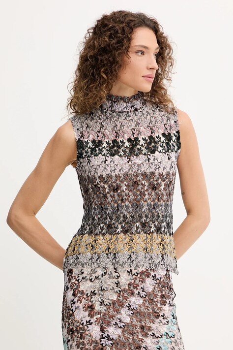 Missoni top damskie kolor różowy z półgolfem