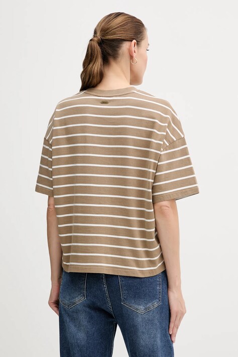 Barbour t-shirt bawełniany FAYE damski kolor beżowy LML0900