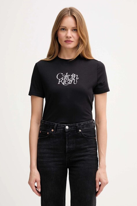 Calvin Klein Jeans tricou din bumbac culoarea negru, LV047D210G