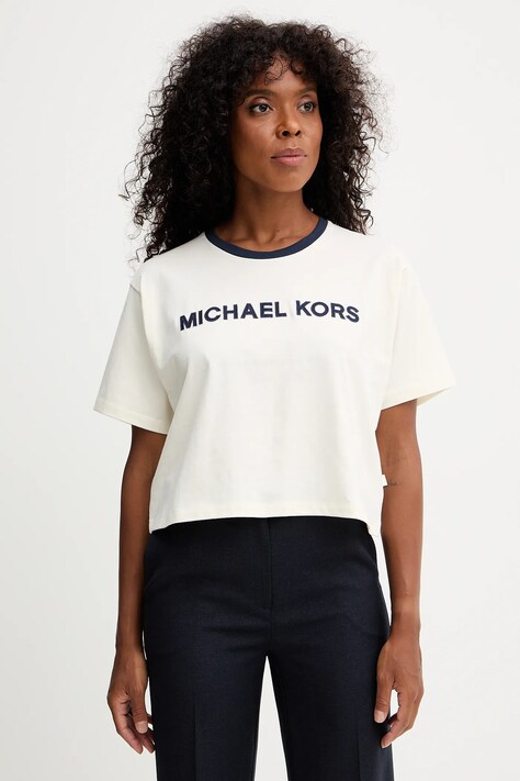 MICHAEL Michael Kors t-shirt bawełniany damski kolor beżowy MF551WN2ZU