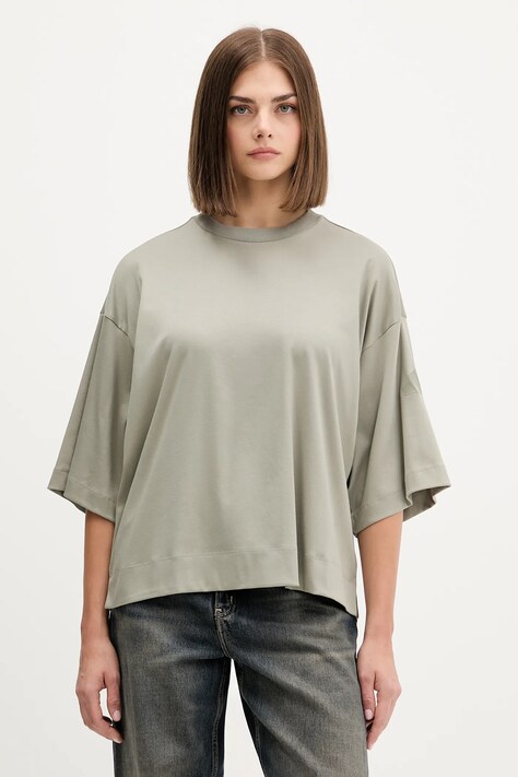 adidas t-shirt bawełniany Soft Lux damski kolor zielony JW5068