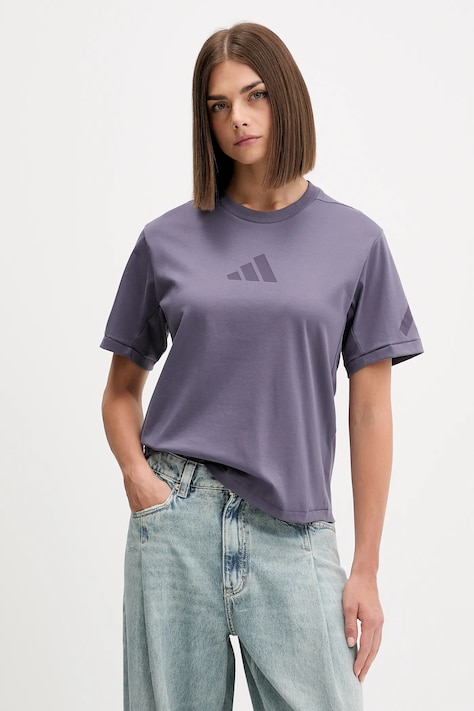 Бавовняна футболка adidas adidas x Z.N.E колір фіолетовий JW7755