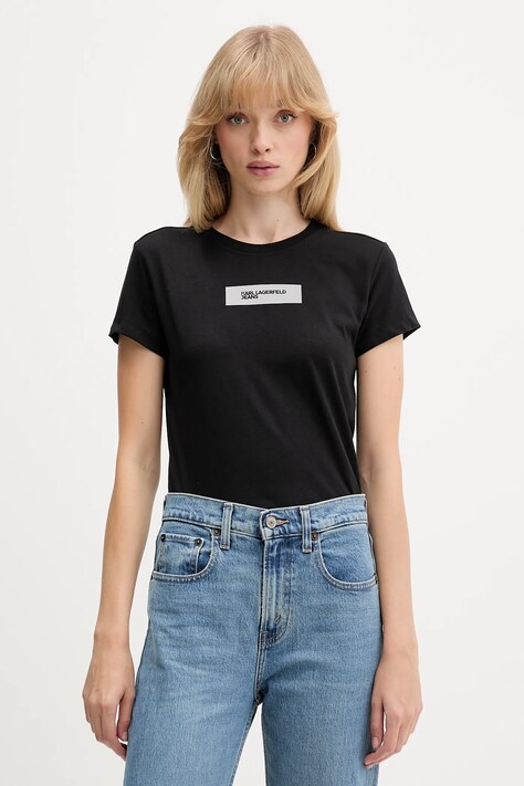 Karl Lagerfeld Jeans t-shirt bawełniany damski kolor czarny A4W17002
