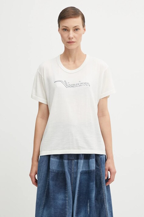 Visvim t-shirt wełniany carree tee s/s damski kolor beżowy 325105010006