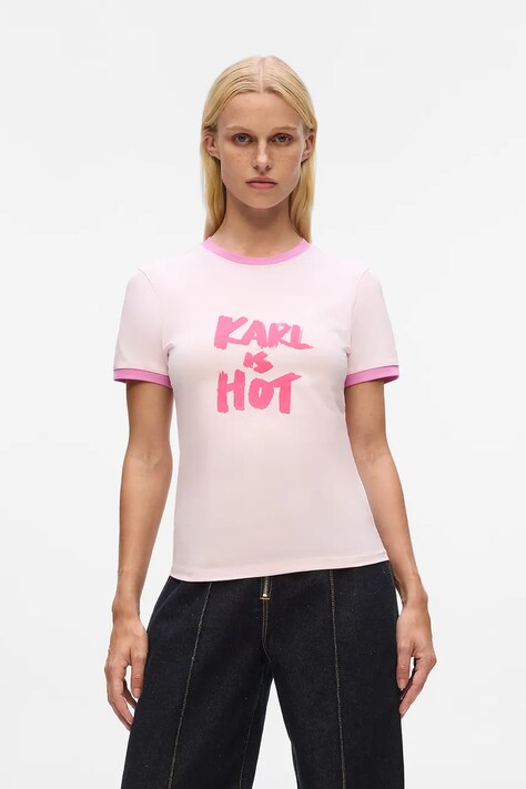 Karl Lagerfeld t-shirt bawełniany Karl Lagerfeld x Paris Hilton damski kolor różowy A4W17102