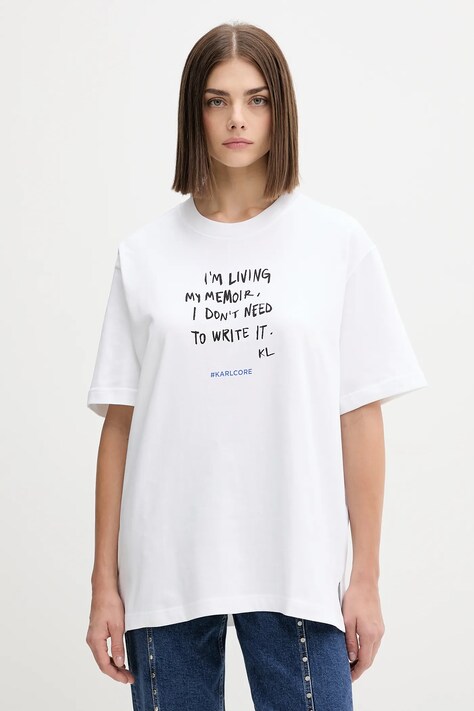 Karl Lagerfeld Jeans t-shirt bawełniany damski kolor biały A4W17009