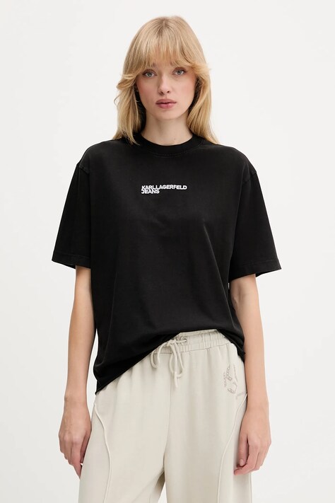 Karl Lagerfeld Jeans t-shirt bawełniany damski kolor czarny A4W17004