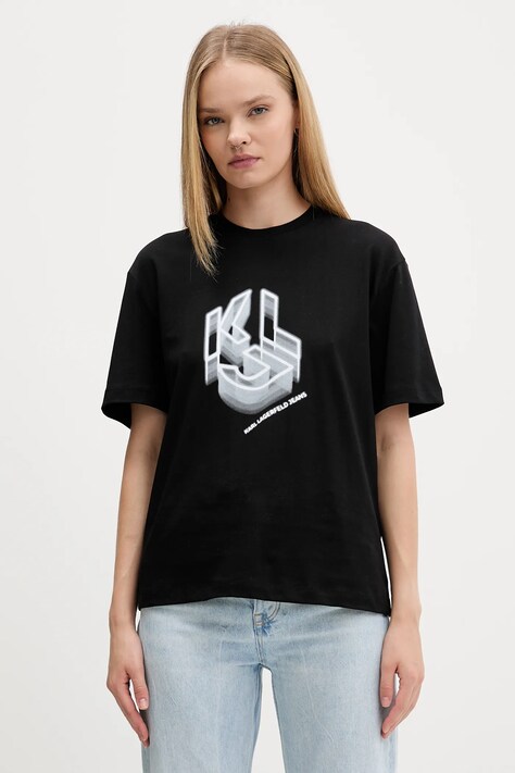 Karl Lagerfeld Jeans t-shirt bawełniany damski kolor czarny A4W17005