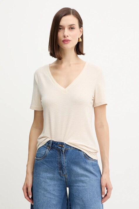 Morgan t-shirt damski kolor beżowy DOLLY