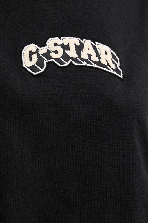 Бавовняна футболка G-Star Felt logo boxy — AW25-TSD12W, чорний — фото 5