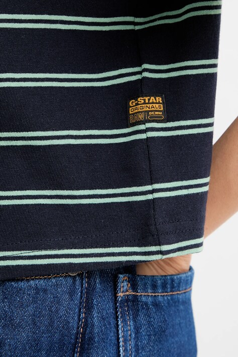 Бавовняна футболка G-Star 0 A line stripe boxy — AW25-TSD12Y, темно-синій — фото 5