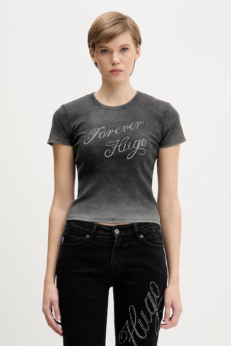 Hugo Blue t-shirt damski kolor szary 50546936