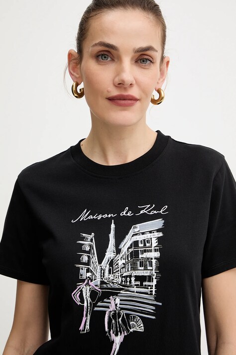 Бавовняна футболка Karl Lagerfeld — AW25-TSD138, чорний — фото 4