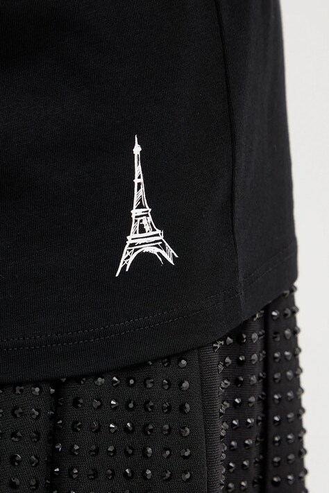 Бавовняна футболка Karl Lagerfeld — AW25-TSD138, чорний — фото 6