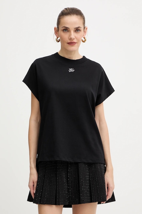 Karl Lagerfeld tricou din bumbac culoarea negru, A4W17039