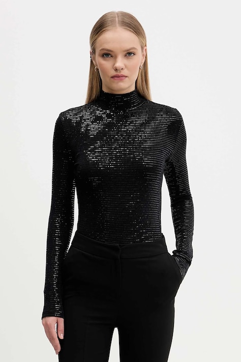 Bluza HUGO za žene, boja: crna, s uzorkom, 50547367