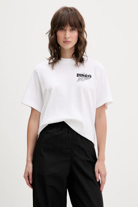 HUGO t-shirt bawełniany damski kolor beżowy 50550148