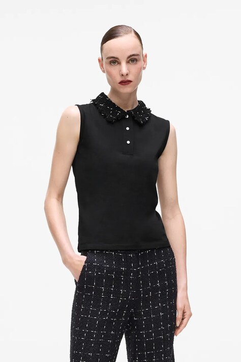 Karl Lagerfeld top z domieszką wełny kolor czarny A4W17038