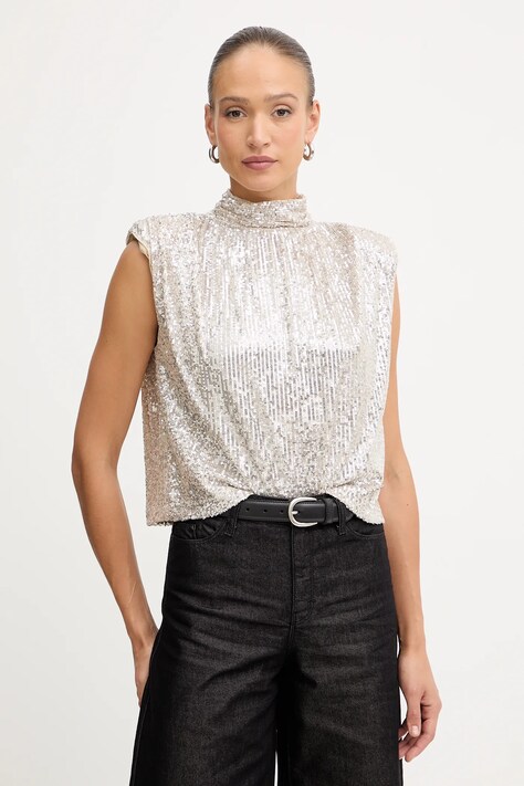 Karl Lagerfeld bluză culoarea argintiu, uni, A4W17095