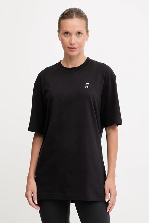 ON running t-shirt bawełniany Club T damski kolor czarny 1WE10060553