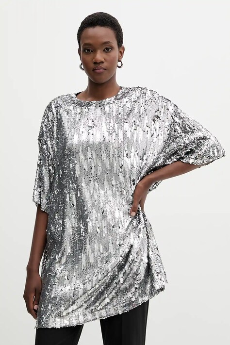 Aniye By t-shirt damski kolor srebrny 181468