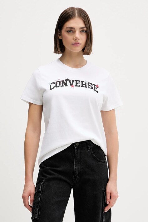 Converse t-shirt bawełniany damski kolor biały CVW5T026