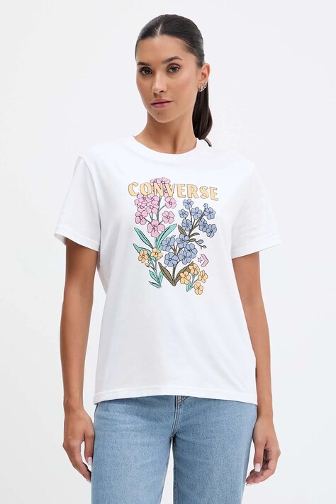Converse t-shirt bawełniany damski kolor biały CVW5T235