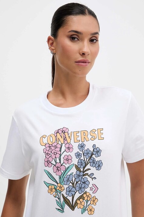 Converse t-shirt bawełniany damski kolor biały CVW5T235