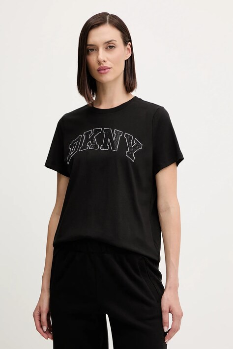 Dkny t-shirt bawełniany damski kolor czarny DP5T1500