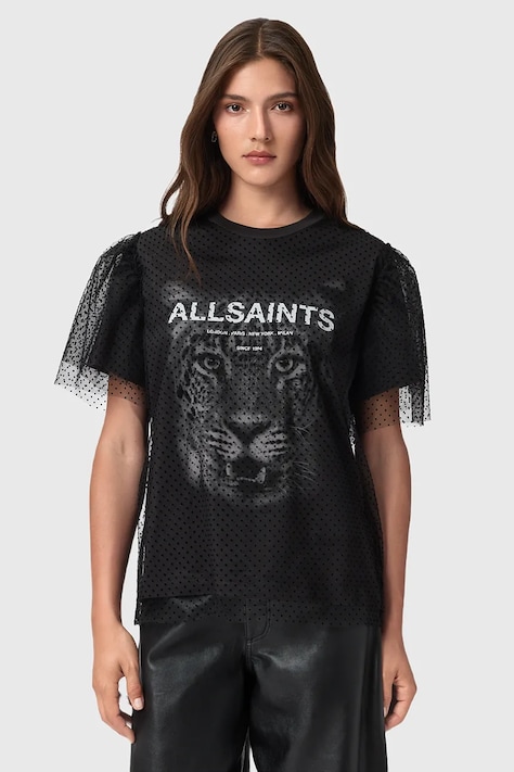 Tričko AllSaints ROAR dámske, čierna farba, W075JD