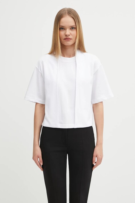 Sportmax t-shirt bawełniany NAVA damski kolor biały 2522946015600