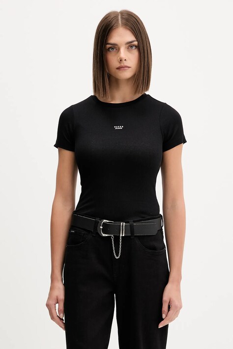 Majica kratkih rukava Guess Jeans za žene, boja: crna, W5BP45 KA0H1