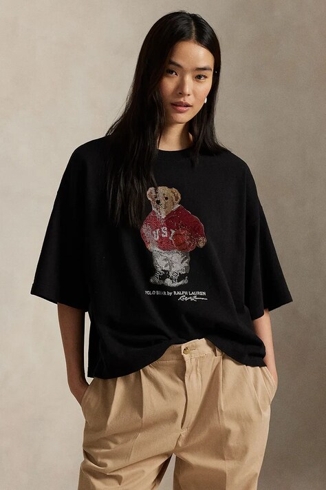 Polo Ralph Lauren t-shirt bawełniany damski kolor czarny 211978140