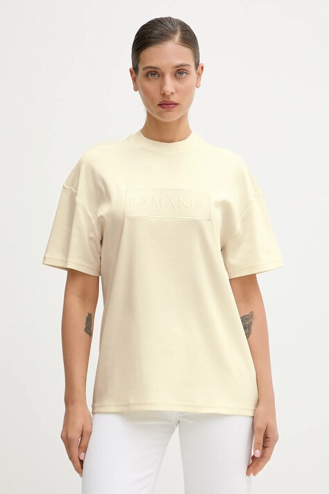 La Mania t-shirt bawełniany ALISA damski kolor żółty ALISA