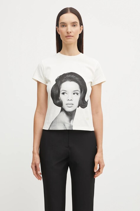 Wales Bonner t-shirt bawełniany Selah Cropped T Shirt damski kolor beżowy UA25JE11.JE01.100