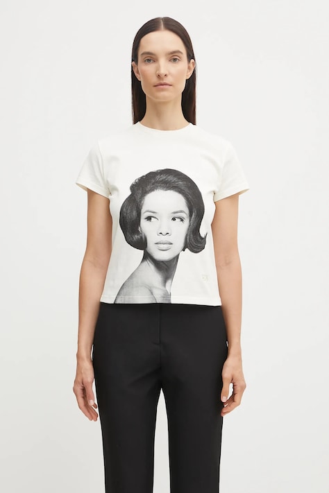 Хлопковая футболка Wales Bonner Selah Cropped T Shirt цвет бежевый UA25JE11.JE01.100