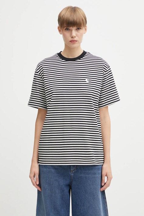Carhartt WIP t-shirt bawełniany W' S/S Verner T-Shirt damski kolor czarny I033841.2JGXX