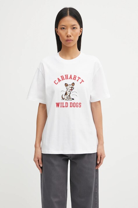 Carhartt WIP t-shirt bawełniany W' S/S Wild Dog T-Shirt damski kolor biały I035487.02XX