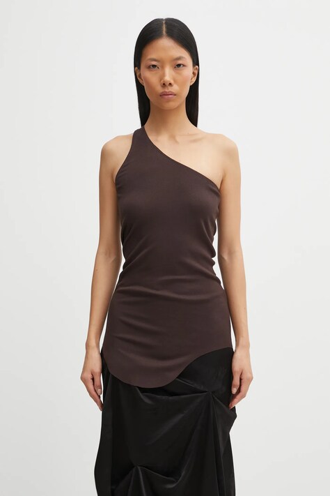Rick Owens Lilies top One Shoulder Tank kolor brązowy LI02E3105.RV