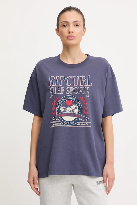 Bavlnené tričko Rip Curl SURF DEPT. HERITAGE dámske, tmavomodrá farba, 0JZWTE