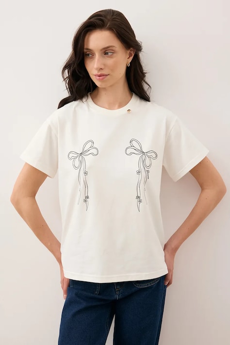 Bizuu t-shirt BOW bézs, BOW KREMOWY