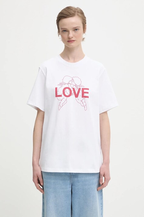 Бавовняна футболка Fiorucci Kissing Angels Love Print Regular колір білий W25FWJTS001CJ01WH03