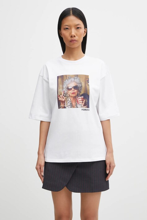 Fiorucci t-shirt bawełniany Oldies but Goldies Print Relaxed Fit damski kolor biały W25FWJTS004CJ01WH04
